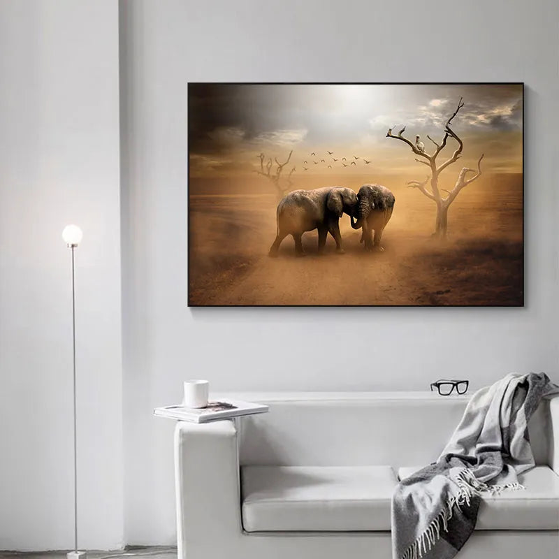 Africa Desert Elephant Canvas Art