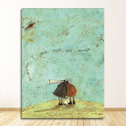 Couple with Dog Pet Canvas Wall Art