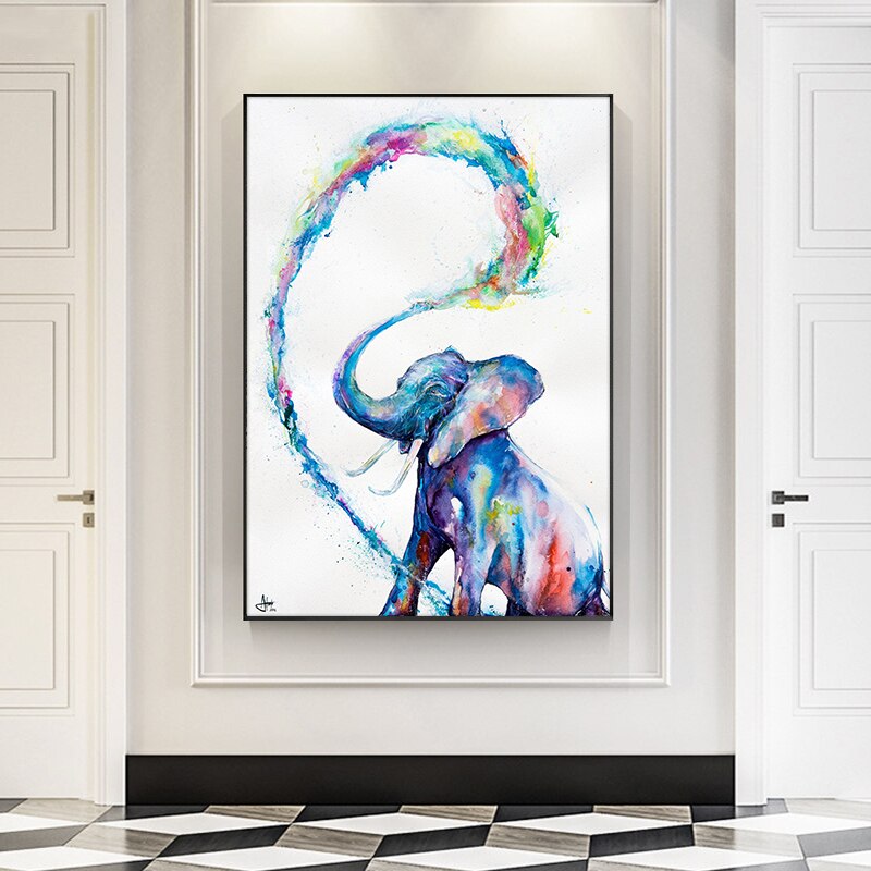 Watercolor Elephant Wall Art Canvas