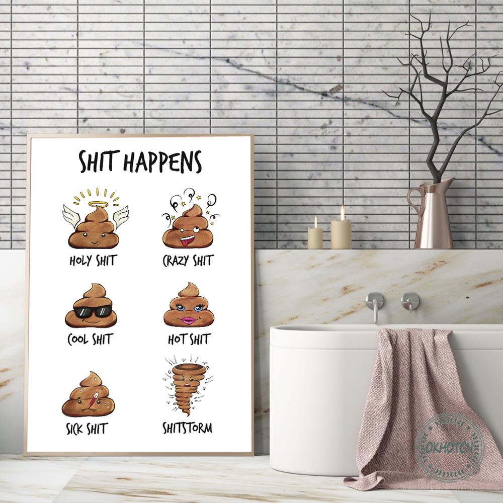 Funny Toilet Picture Shit Happens Canvas Art