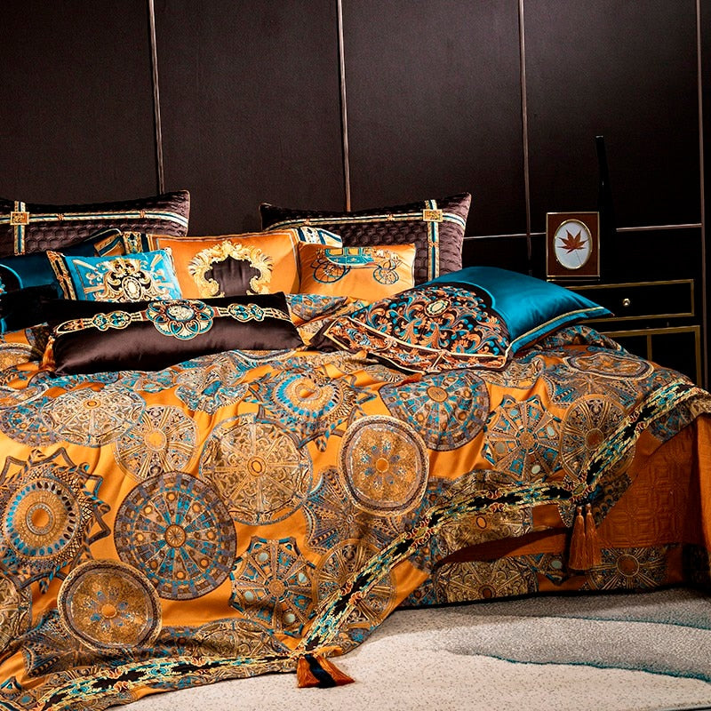 Hathor Luxurious Silk Jacquard Duvet Cover Bedding Set