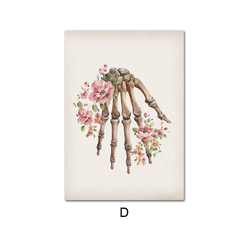 Floral Skeletal Bones Anatomy Canvas Art