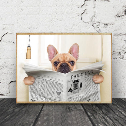 Dog Reading Newspaper Canvas Art