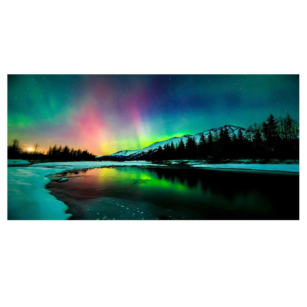 Aurora Northern Lights Scenery Landscape Wall Art Canvas