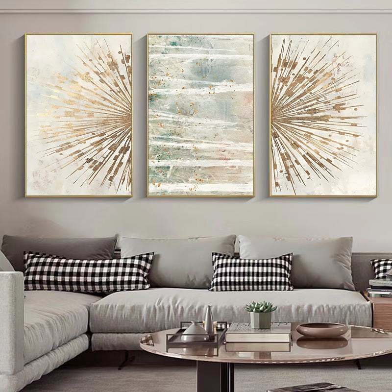 Abstract Gold Foil Line Canvas Art