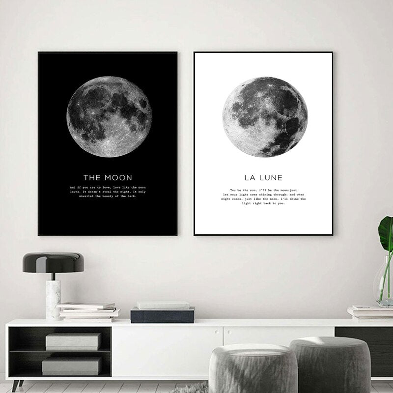 Black and White Moon Quotes Canvas Art