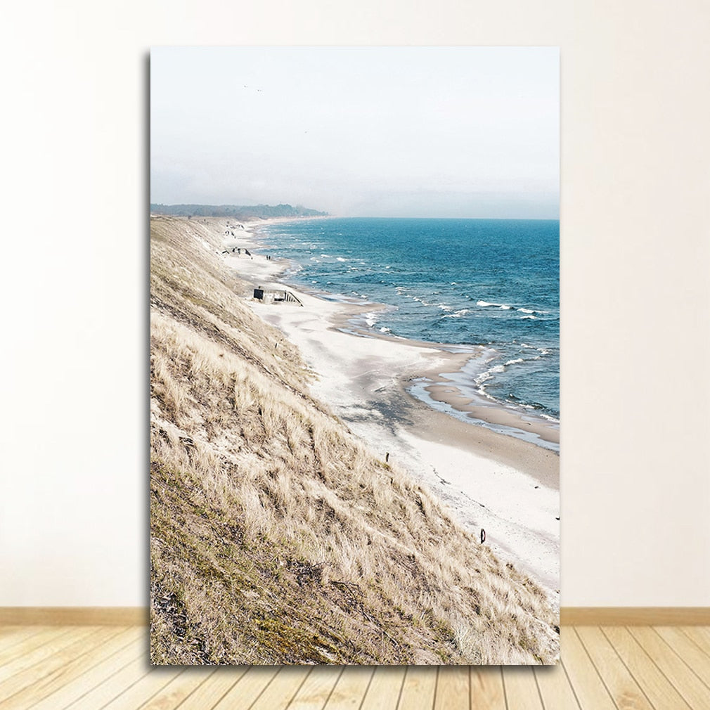 Ocean Beach Bridge Nature Seascape Canvas Art