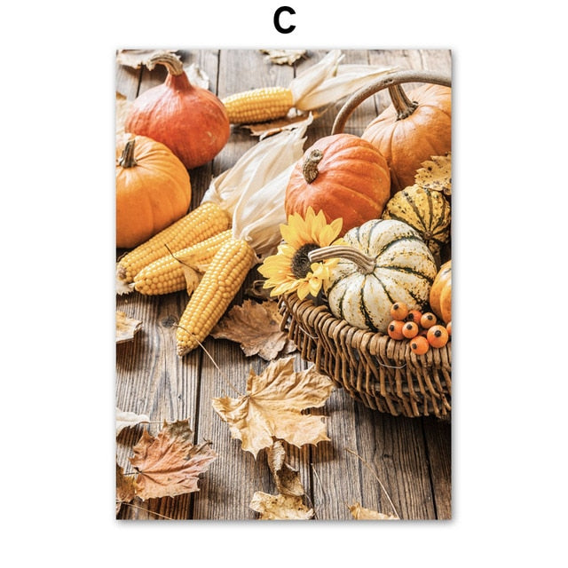 Autumn Pumpkin Car Canvas Art