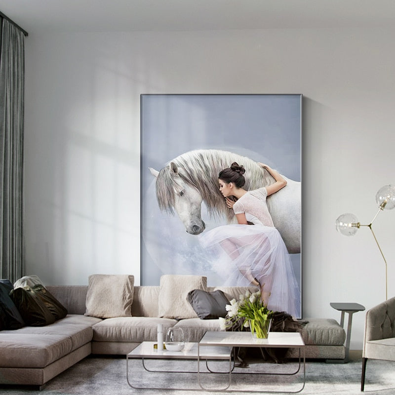 Ballet Dancer with Horse Canvas Art