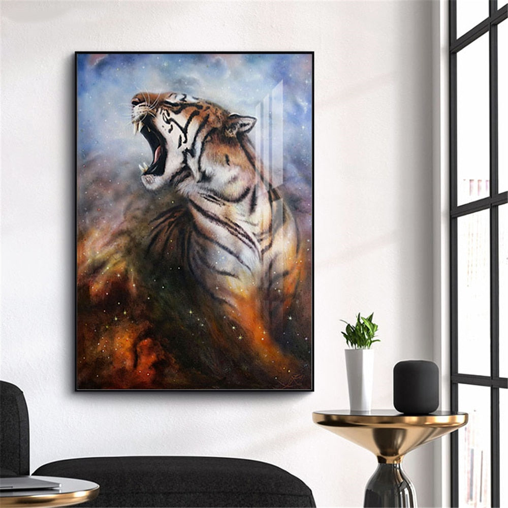 Tiger Lion Wolf Close Up Canvas Art