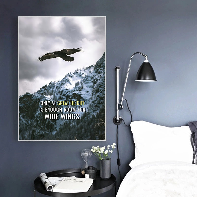 Eagle Snowy Mountain Quotes Inspirational Canvas