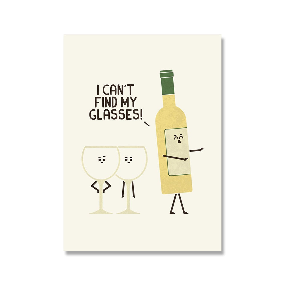 Funny Food Wine Canvas Art