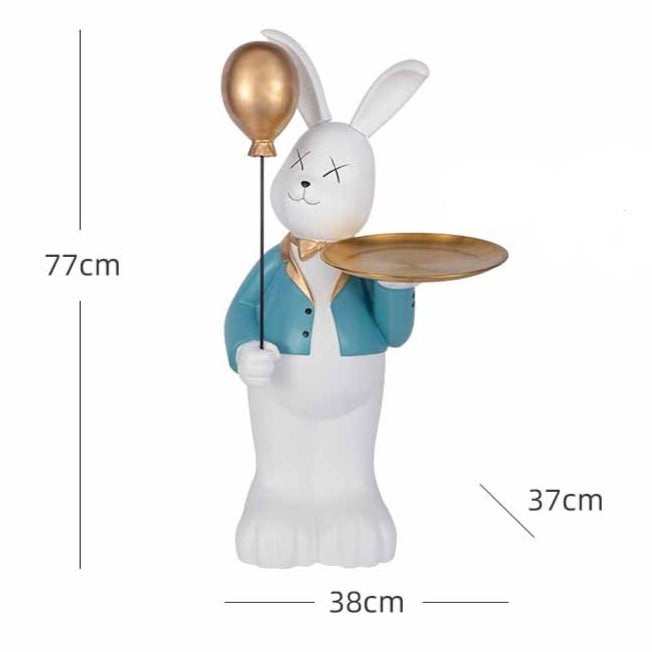 Bunny Servant Balloon Statue with Tray