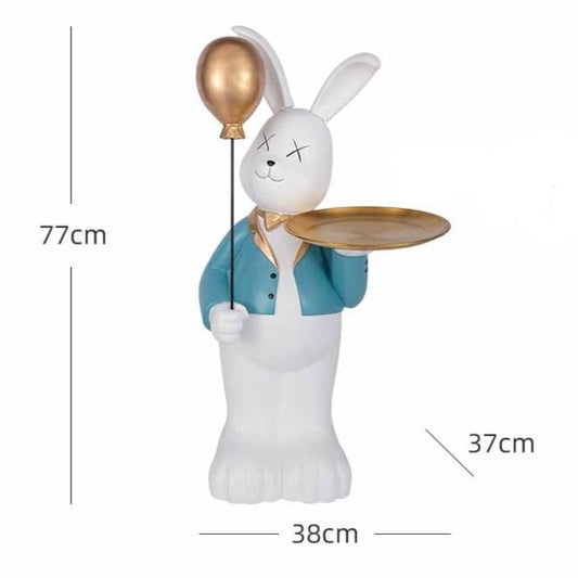 Bunny Servant Balloon Statue with Tray