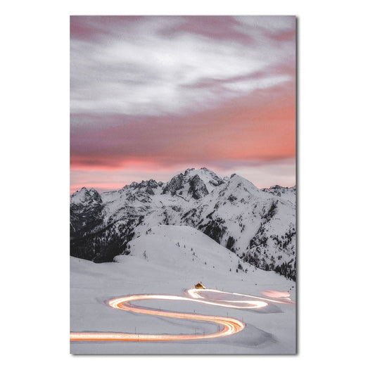 Highway Scenery In Snowy Day Canvas Art