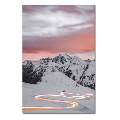 Highway Scenery In Snowy Day Canvas Art