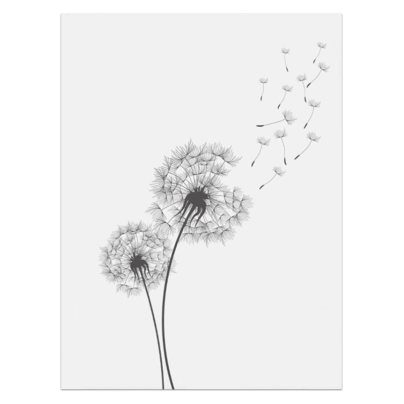 Minimalist Dandelion Wall Art Canvas