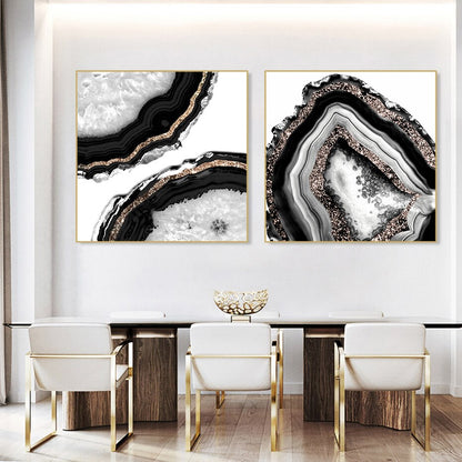 Black Gray White Agate Canvas Art