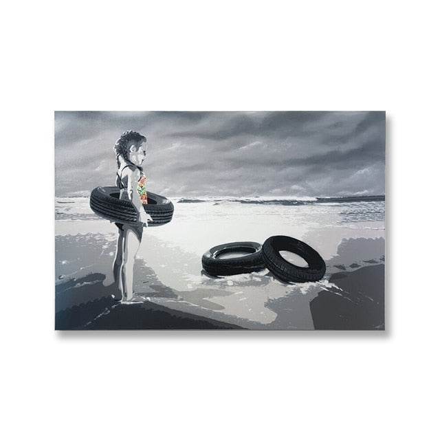 Banksy Painting Street Graffiti Canvas Art