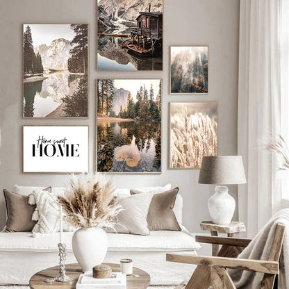 Autumn Lake House Canvas Art