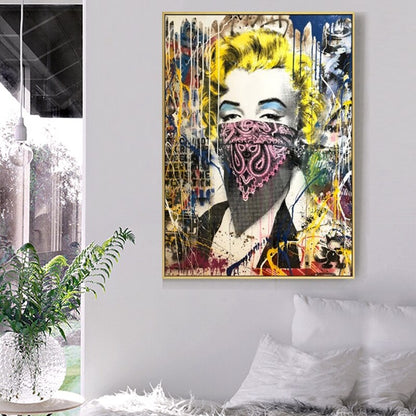 Graffiti Marilyn Monroe Portrait Canvas Art