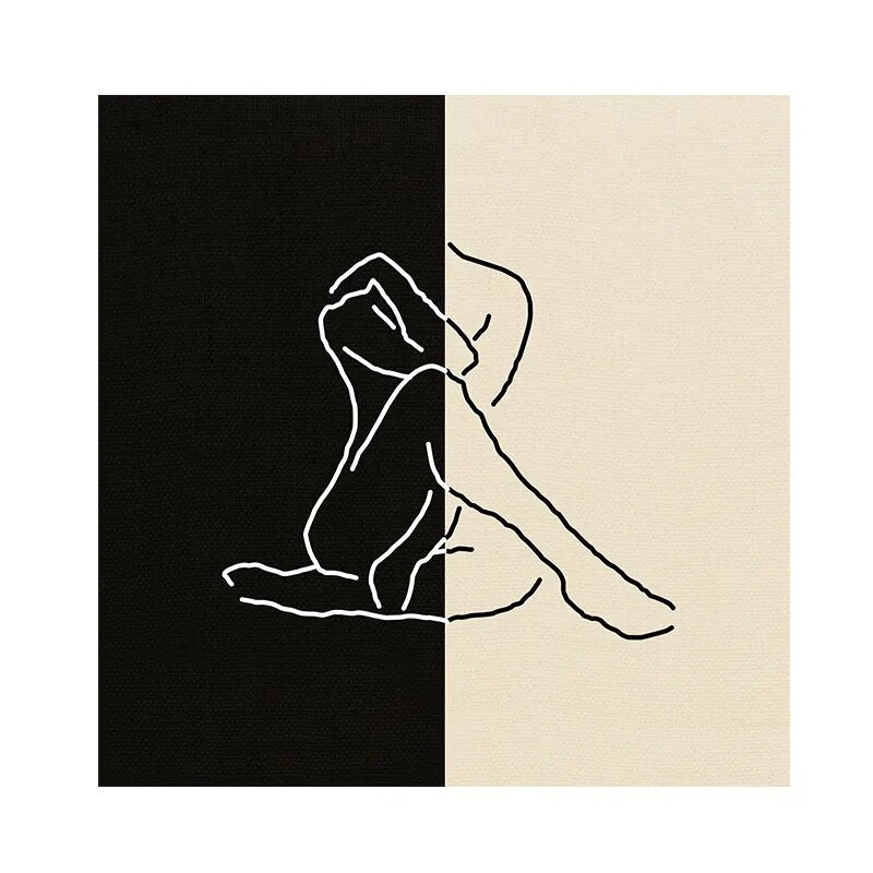 Sitting Figure Line Wall Art Canvas