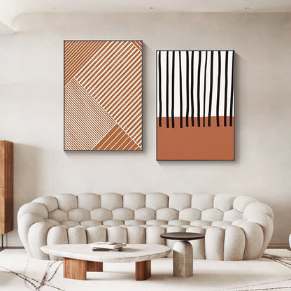 Abstract Geometric Brown Beige Black Canvas Art