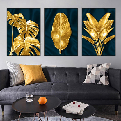 Nordic Golden Leaf Canvas Art