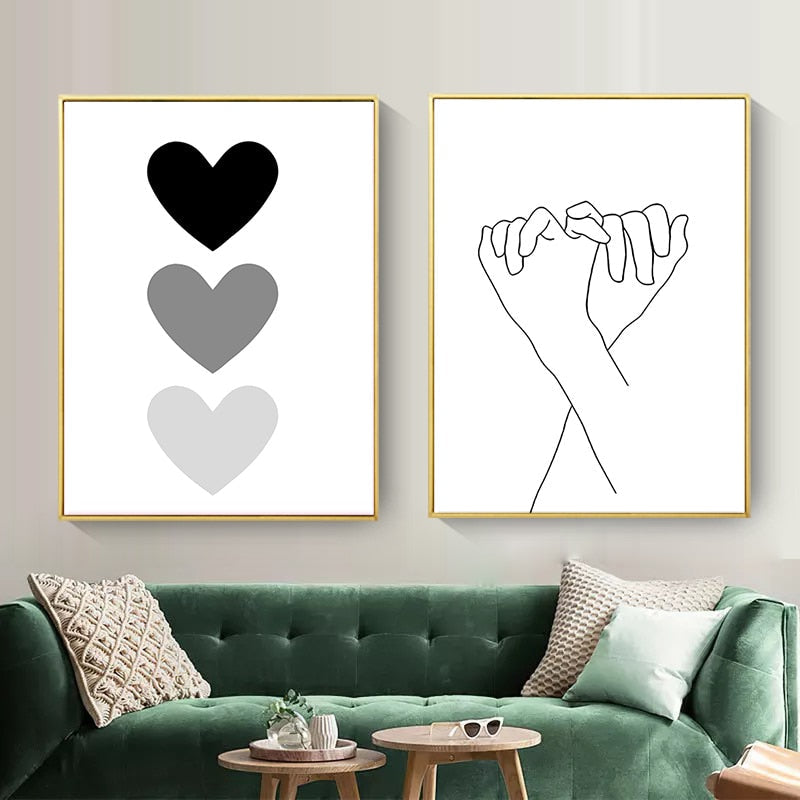 Minimalist Style Cactus Heart Love Canvas Art