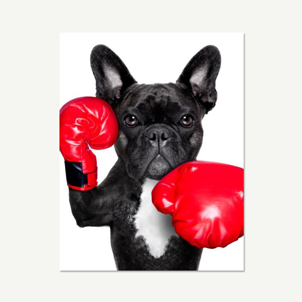 Puppy with Boxing Gloves Canvas Art