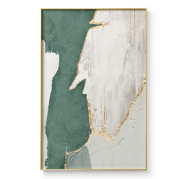 Green White Gold Marble Canvas Art