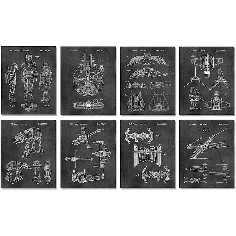 Star Wars Spaceship Blueprint Canvas Art