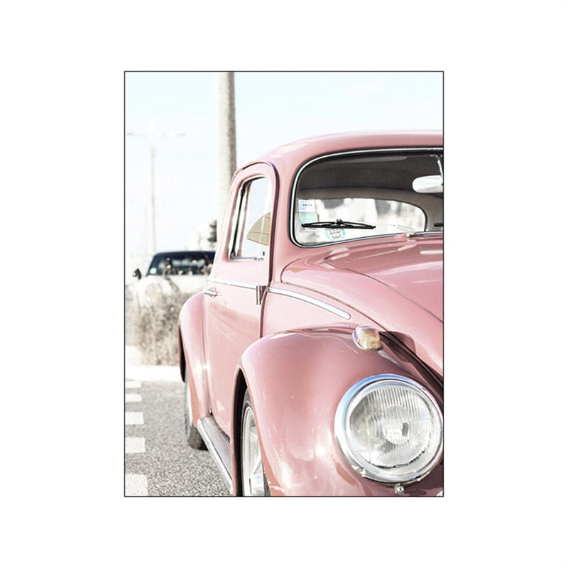 Pink Car Rome Window Car Canvas Art