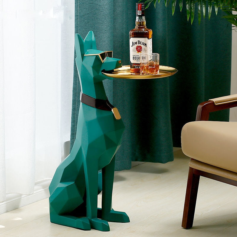 Waiter Dobermann Tray Statue