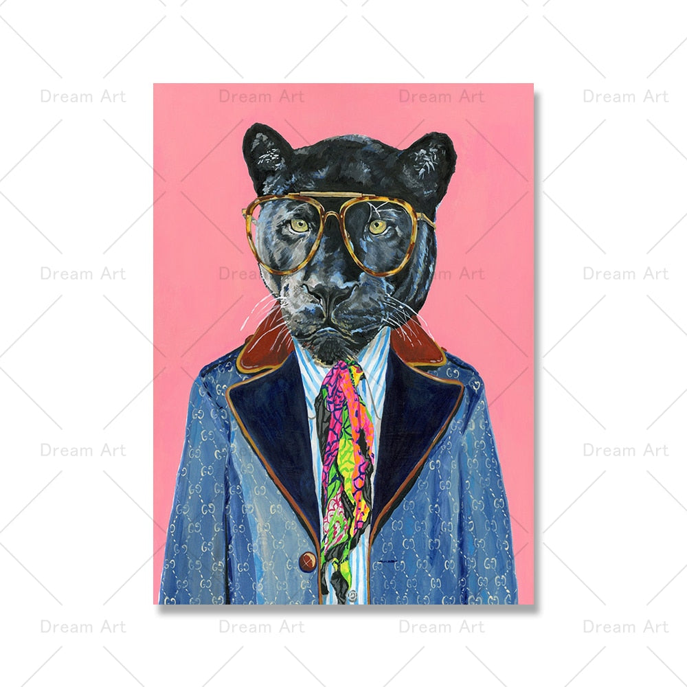 Fashion Animals in a Suit Art Canvas