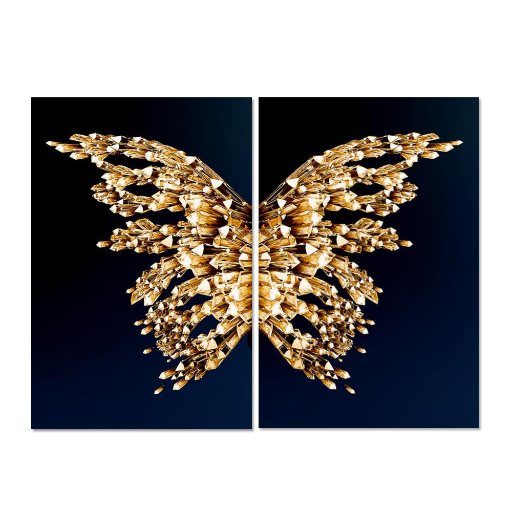 Golden Butterfly Wings Canvas Art