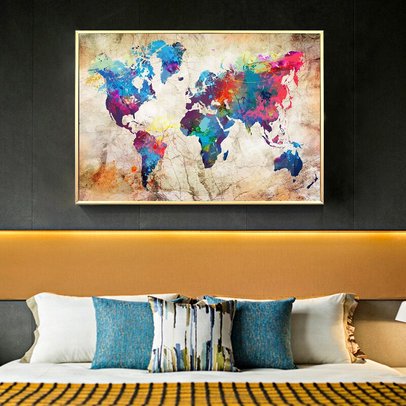 Colorful World Map Canvas Art