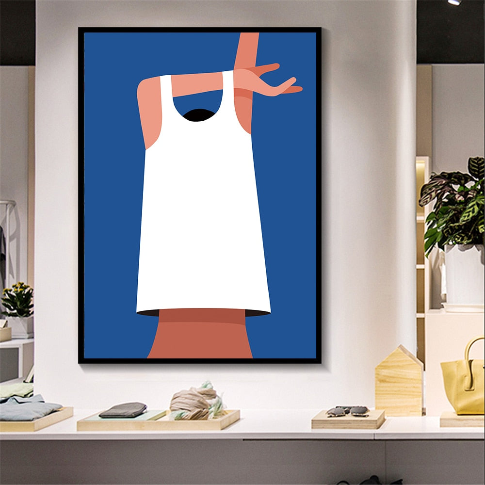 Minimalist Taking Shirt Off Canvas Art