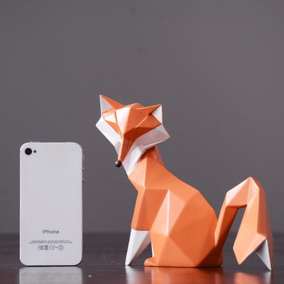 Geometric Orange Fox Statue