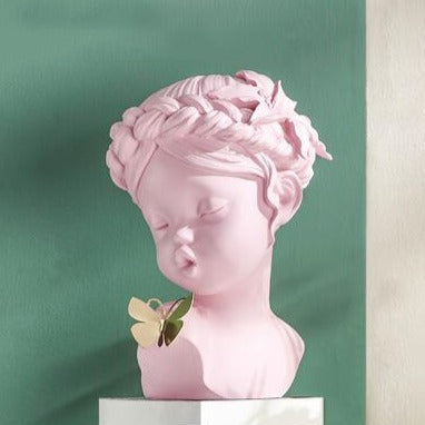 Cute Girl Kissing Butterfly Statue