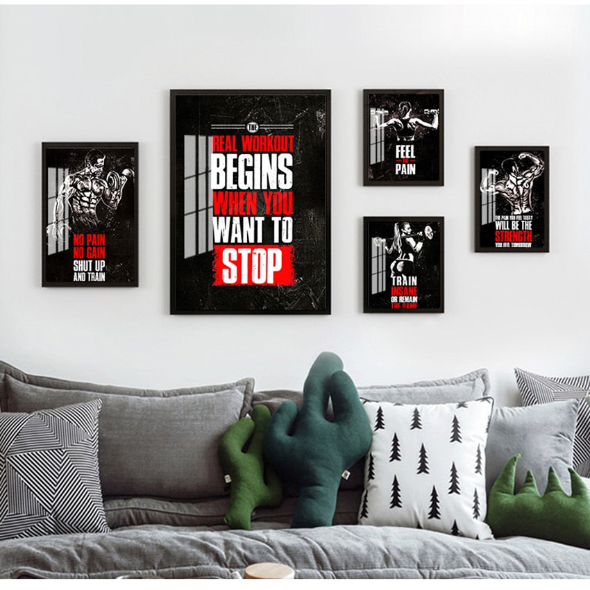 Muscle Bodybuilding Fitness Motivational Quotes Art Canvas