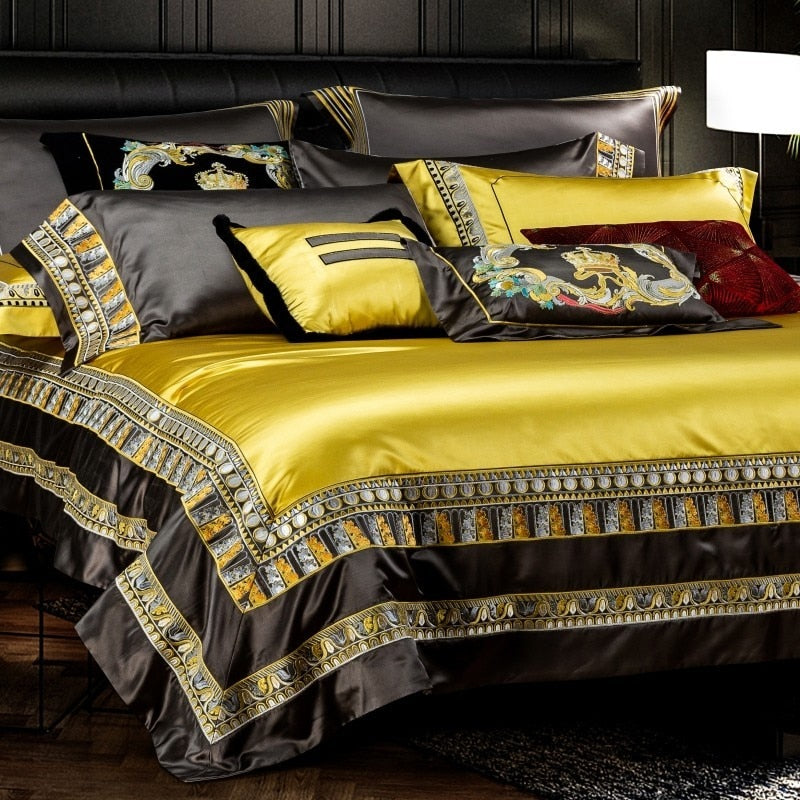 Yemaya Luxurious Silk Jacquard Duvet Cover Bedding Set