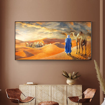 Oriental Tuareg Painting in the Desert Canvas Art