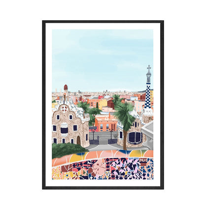 Illustration Paris New York City Canvas Art