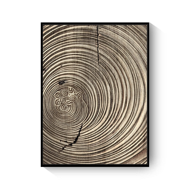 Retro Black Gold Wood Art Canvas