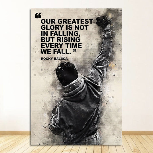 Black and White Rocky Balboa Boxing Quotes Canvas Art