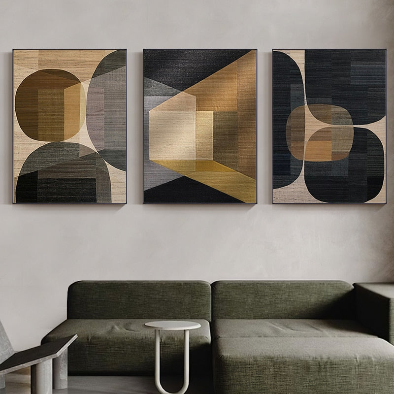 Abstract Brown Geometric Color Combination Canvas Art