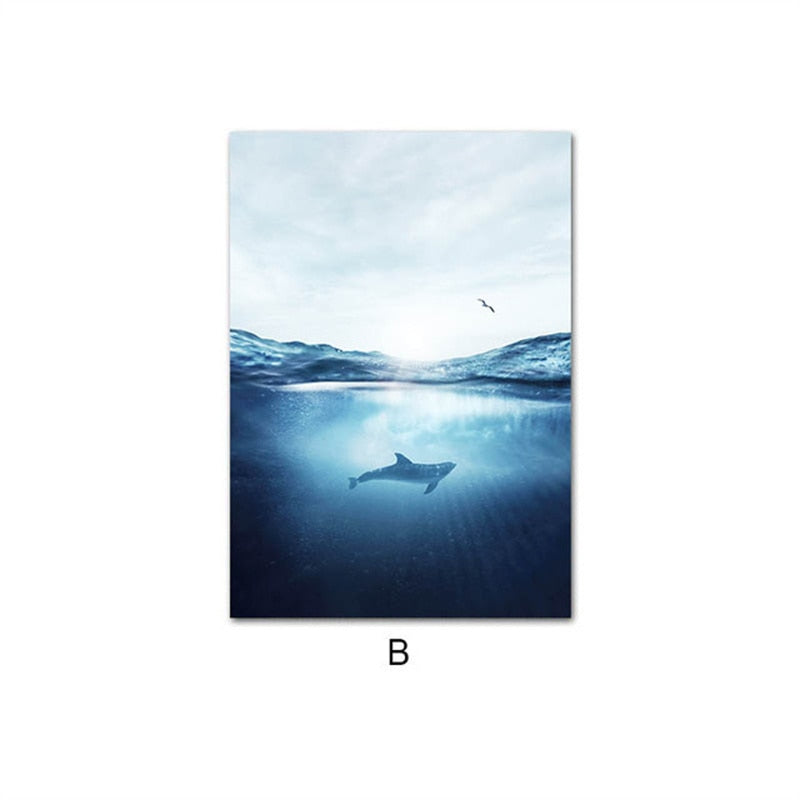 Blue Abstract Lake Canvas Art