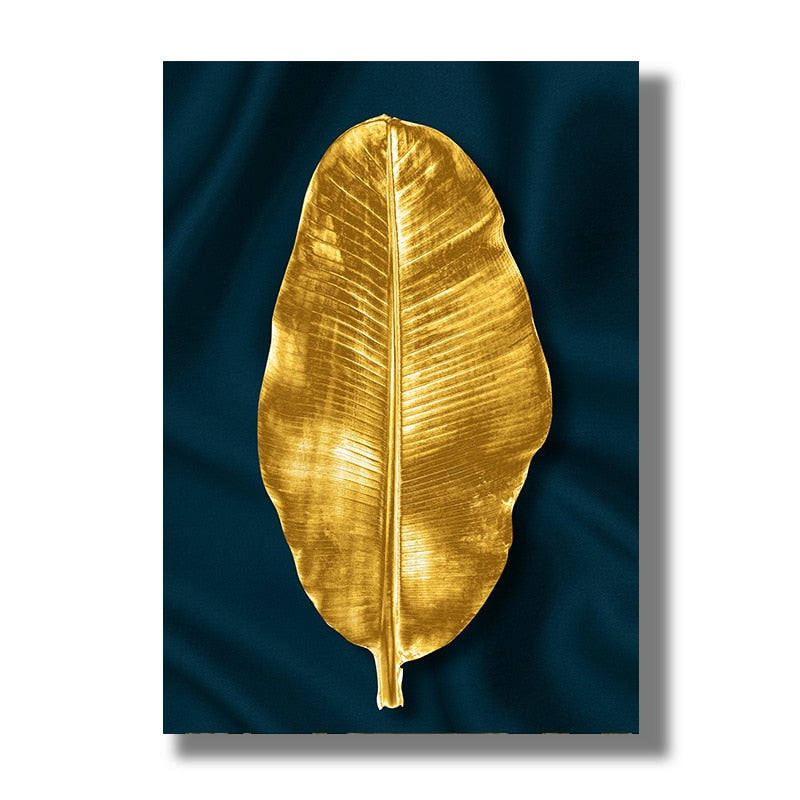 Nordic Golden Leaf Canvas Art