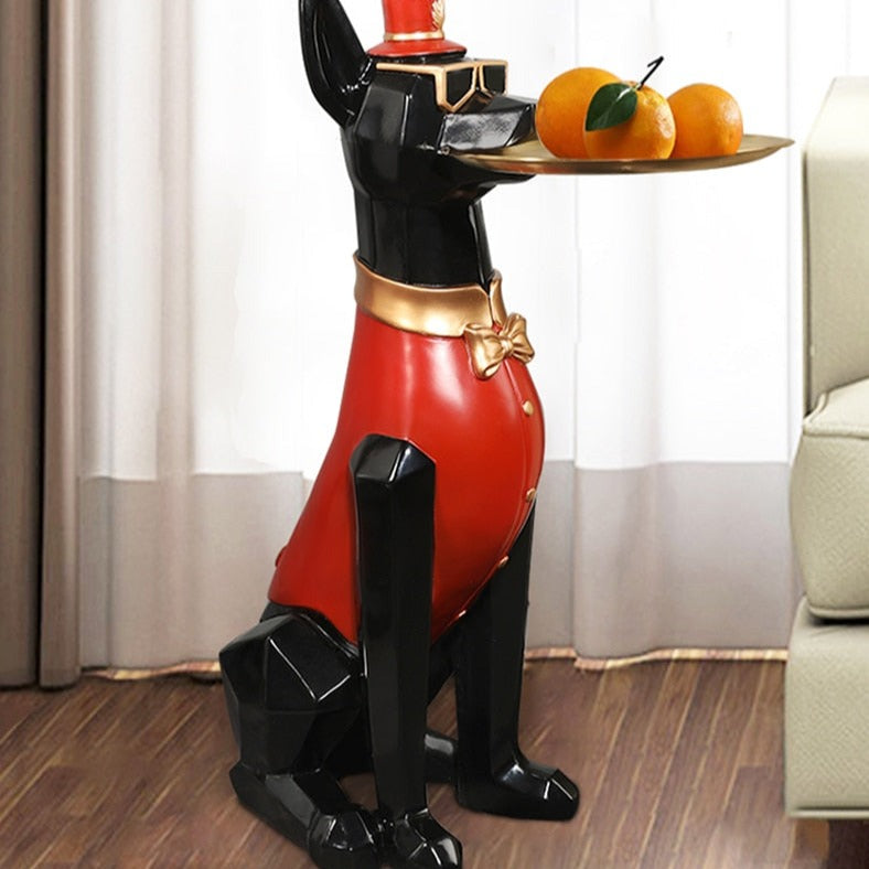 Dog Hotel Servant Parlor Statue with Tray